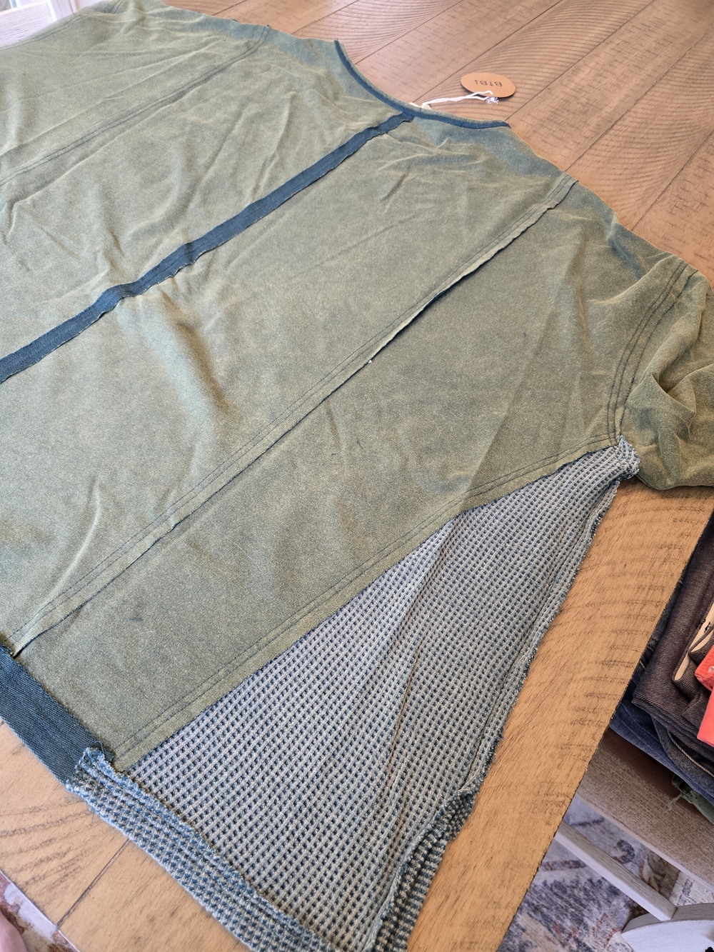 BIBI Olive Green Mixed-Media Pullover Oversized - Picture 6 of 9